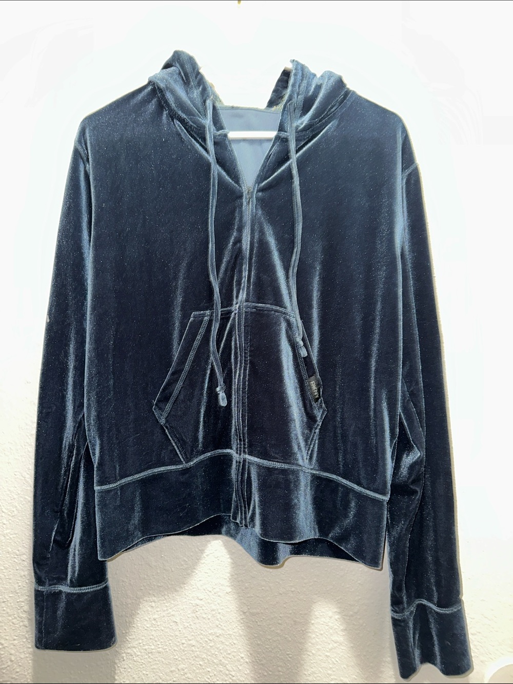 DKNY Velvet Zip Hoodie in Deep Blue